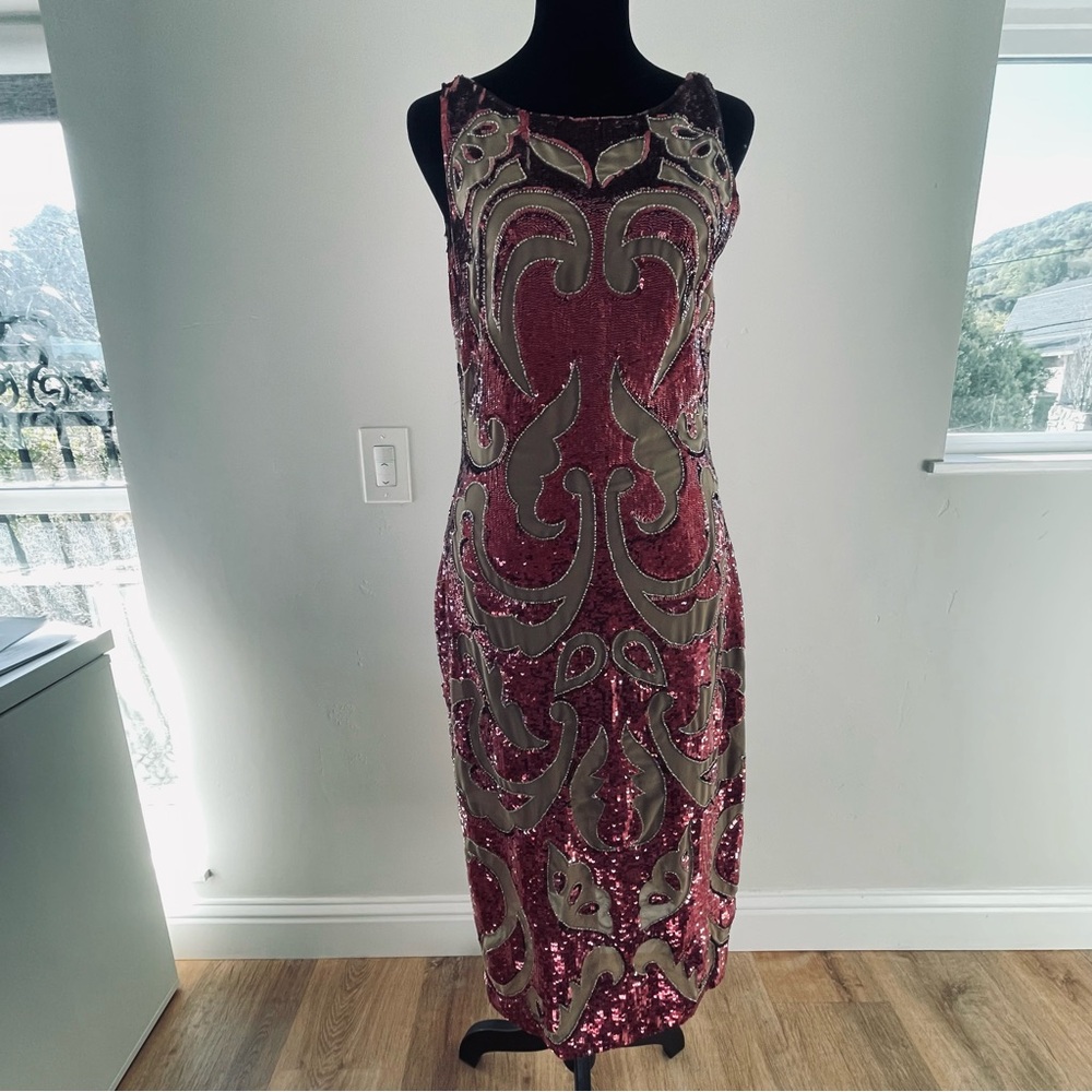 Needle & Thread Sequin Dress in Pink and Tan, Size 6 - Picture 2 of 16